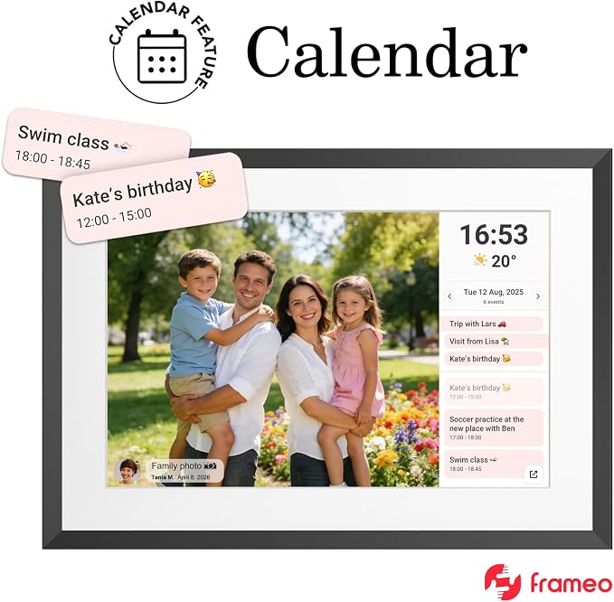 32GB FRAMEO 10.1 Inch Smart WiFi Digital Photo Frame 1280x800 IPS LCD Touch Screen, Auto-Rotate Portrait and Landscape, Share Moments Instantly via Frameo App from Anywhere
