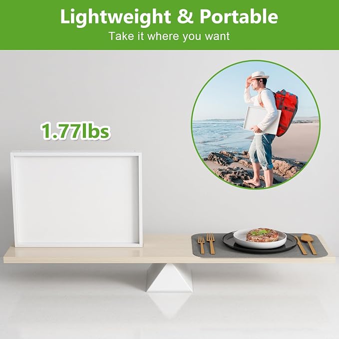 Youpehom Bamboo Bed Tray Tables with Folding Legs, Medium, 4-Pack, White | Four bamboo bed trays with folding legs and handles for family meals, guests, reading, laptop use and everyday serving.