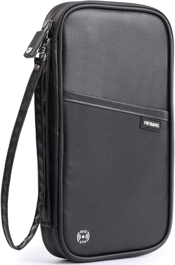 VanFn RFID Travel Passport Wallet, Family Passport Holder, Trip Document Organizer P.Travel Series (Nylon - Black)