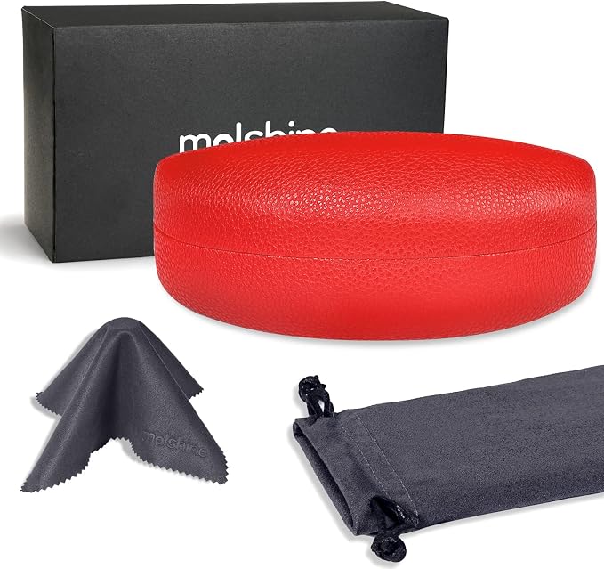 molshine Hard Shell Sunglasses Case,Classic Large Glasses Case for Sunglass,Eyeglasses with Cleaning Cloth,Pouch