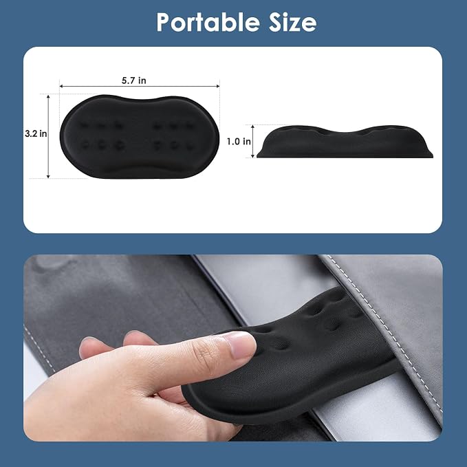 VANKEY 2 Pack Mouse Wrist Rest, Ergonomic Desk Wrist Pad for Mouse, Comfortable Computer Mouse Wrist Support with Memory Foam Fillings, Non-Slip Base (Black)