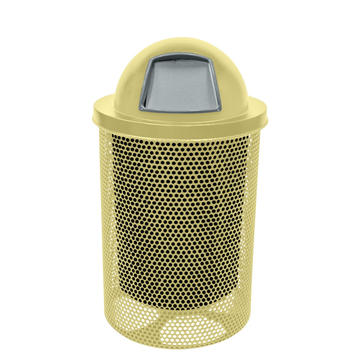 RDT-P-TXTSAND Heavy Duty Round Trash Receptacle with Dome Top, Liner Included, 32 Gallon, Textured Sandstone, Made in America