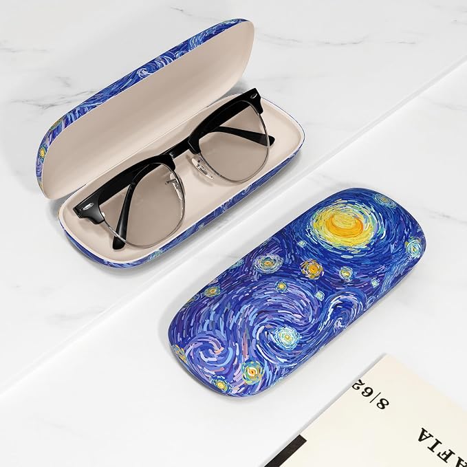 Eyeglasses Case, Portable Hard Shell Protective Case for Glasses, Eyeglass Holder Box for Women with Cleaning Cloth