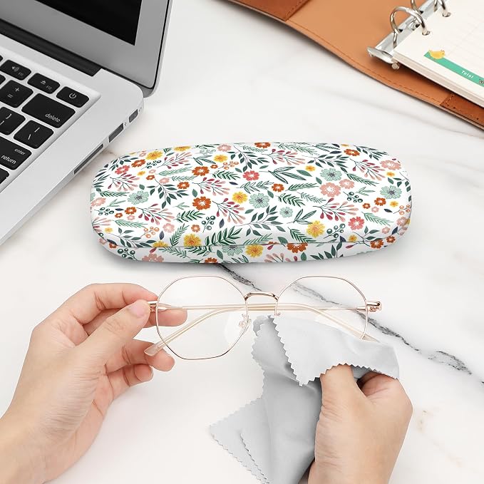 FINTIE Hard Shell Eyeglasses Case, Portable Protective Glasses Cover Eyeglass Holder Box with Cleaning Cloth for Men Women