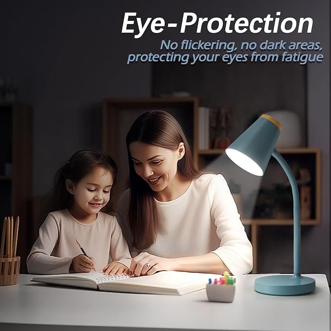 EJIAXIN Desk Lamps for Home Office - Small LED Desk Lamp Touch Dimmable Reading Light for College Dorm Room - Adjustable Flexible Gooseneck Table Lamp for Bedside Bedroom Nightstand Blue