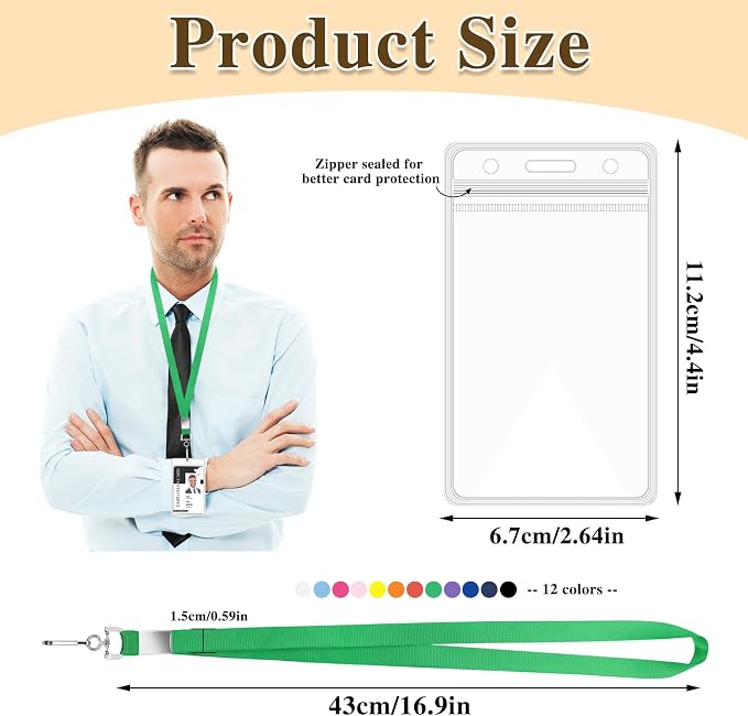 96 Pack Lanyards for ID Badges Cruise Lanyard for Ship Cards with Waterproof ID Badge Holder Cruise Essentials 2026 (12 Colors)