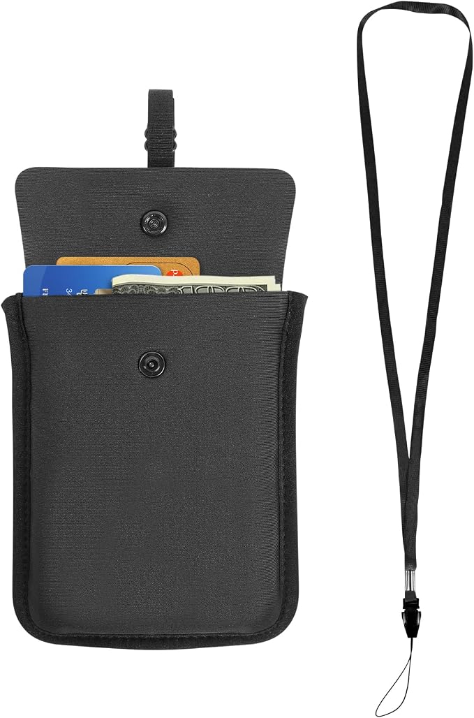 RFID-Blocking Travel Bra Wallet, Hidden Money Pouch with Elastic Strap | Ideal Secret to Pocket Protect Your Credit Cards, Cash and Valuables Under-Clothes, Black, Bamneat