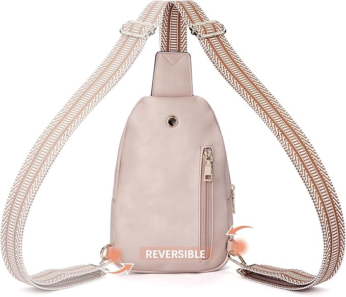 BOSTANTEN Sling Bag for Women Leather Crossbody Bags Fanny Pack Chest Bag for Travel | Adjustable Wide Strap, Small, Anti Theft, Lightweight, Multi Pockets and Carrying Way, Card Slot, Cute Trendy for Everyday