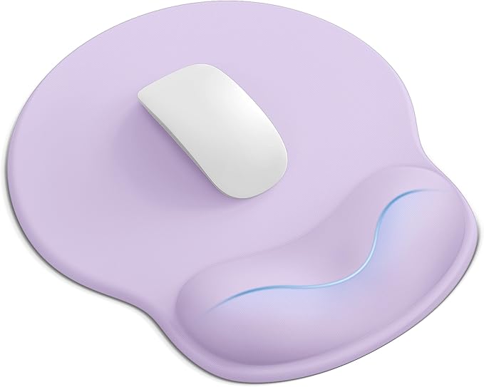 Mouse Pad with Wrist Rest for Desktop Large Ergonomic Mouse Mat(Lavender) | 10.6''L x 9''W Size, Gel Wrist Support, Non-slip Base, Washable Surface, Laptop Mousepad