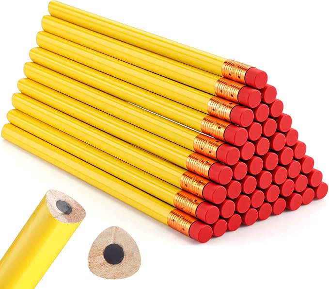 Fainne 48 Pack Jumbo Carpenter Pencils Woodworking Marking with Black Core Thick Flat Construction Pencils for Woodworkers Framers DIY Projects and Contractors(Yellow)