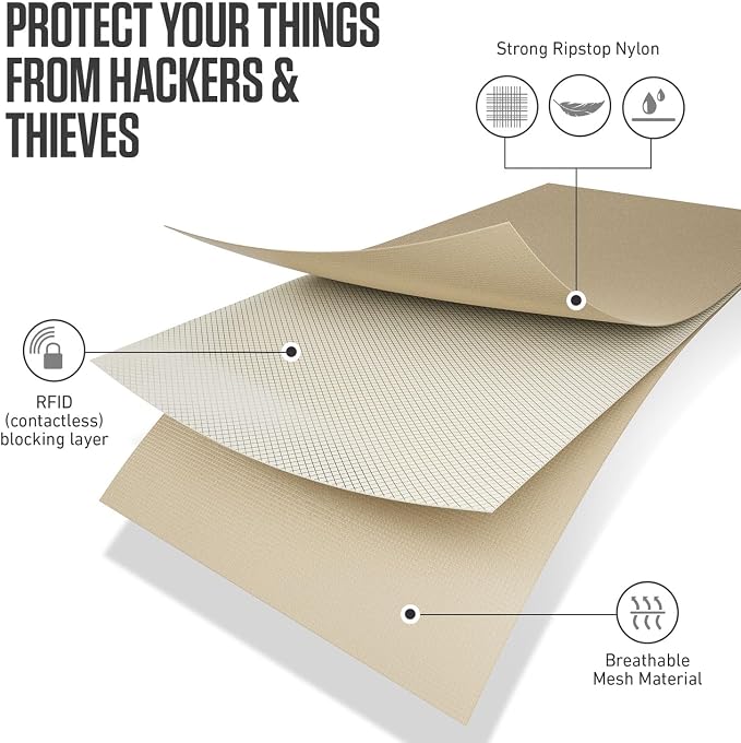 VENTURE 4TH Travel Neck Wallet, RFID Blocking Passport Holder - Sleek Beige