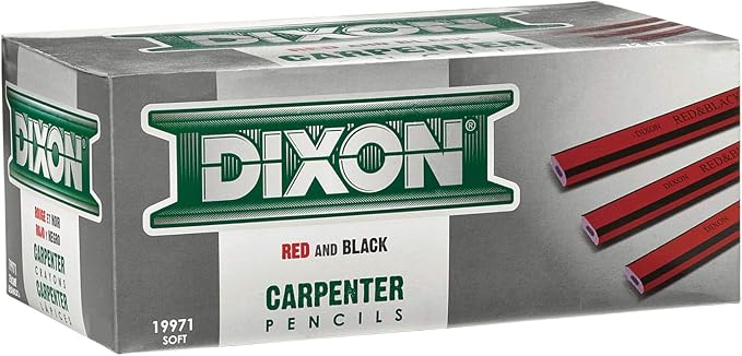 DIXON Industrial Carpenter Pencils, Soft Graphite Core, Red/Black, 7", 12-Pack (19971)