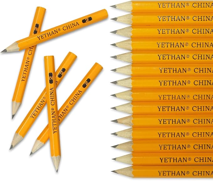 480 Count Golf Pencils, 3.5" Half Pencils | Pre-Sharpened, Hexagon Mini Pencil Bulk, #2 HB For Casino, Church, Classroom, Back to School Supplies