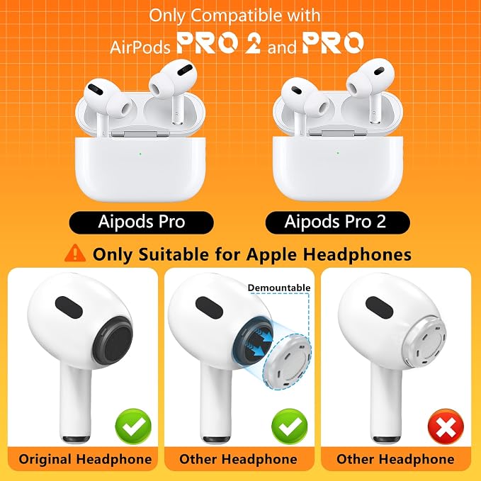 Inesore 4 Pairs Replacement Ear Tips for AirPods Pro 2nd/1st (White) | with Noise Reduction Hole & Built-in dust Guard Screen,Silicone,with Portable Storage Box & Cleaner Pen,4 Size (XS/S/M/L)