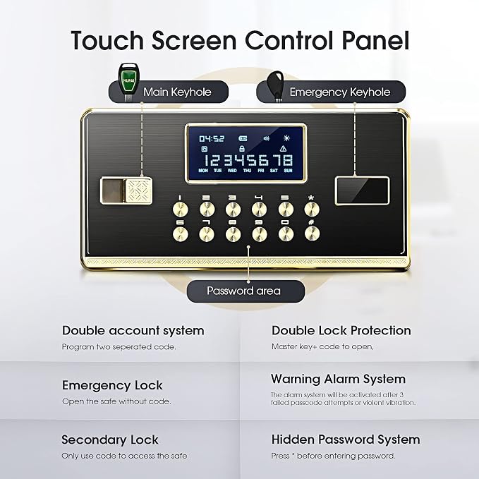 Safe Box, ADIMO 2.8 Cubic Ft Fireproof Safe Box, Weighted Cabinet Safe with Removable Shelf, Sensitive Alarm, Dual Key System with LCD Digital Screen, Safe for Jewelry, Cash, Documents and Gold