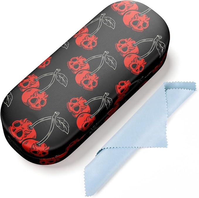 Hard Shell Leather Sunglasses Case,Classic Fashionable Cute Large Glasses Case for Women Men,Sunglass Eyeglasses