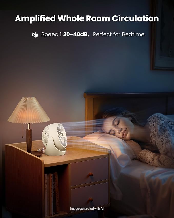 Gaiatop Desk Fan, 5-Inch Portable Electric Table Desktop Air Circulator Fans, Small but Powerful with 3 Speed 360° Adjustable Tilt for Cooling Home Dorm Office Bedroom Bathroom Kitchen, Beige