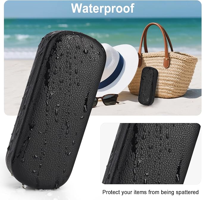 RayLove Glasses Case Hard Shell Eyeglass Case with Cleaning Cloth, PU Leather Protective Eye Glass Cases Fits Most Sunglasses