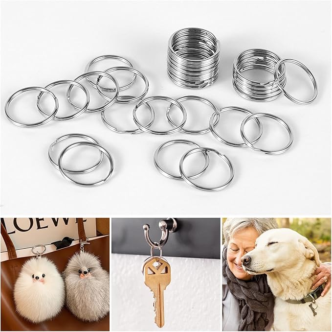 100PCS Key Rings Bulk, Split Key Rings, Keychain Rings and Crafts 1 inch (25mm)