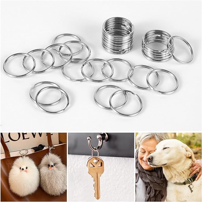 500PCS Key Rings Bulk, Split Key Rings, Keychain Rings and Crafts 1 inch (25mm)
