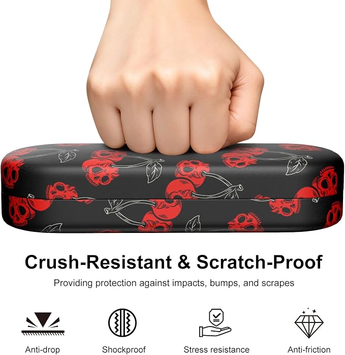 Hard Shell Leather Sunglasses Case,Classic Fashionable Cute Large Glasses Case for Women Men,Sunglass Eyeglasses