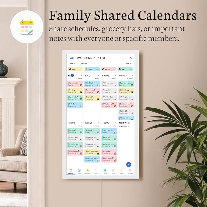 BSIMB 24 inch Digital Calendar Base Wall Touch Screen, Family Schedule Smart Calendar Interactive Display, Streamline Household Organization, Electronic Planner Wall Mountable in Portrait or Landscape