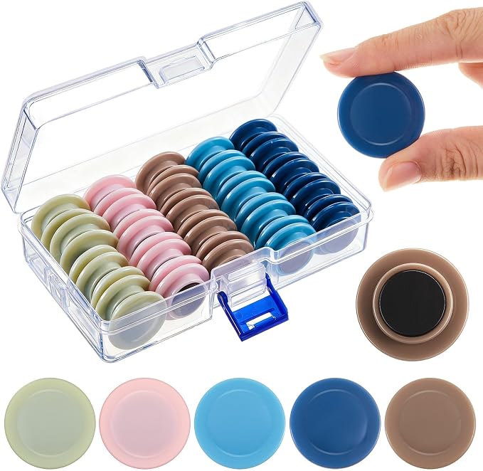Outus 45 Pcs Retro Color Round Whiteboard Magnets 3 cm Refrigerator Magnets Back to School Dry Board Mini Fridge Teacher Supplies for Home Offices School Class