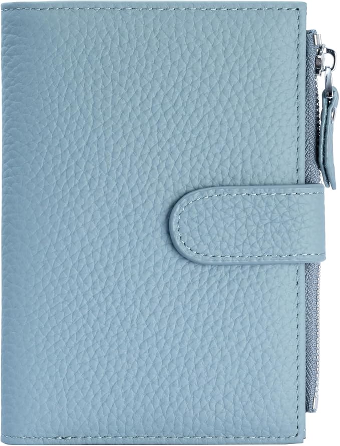 Passport wallet and Card Slot Combo RFID Blocking Leather Travel Passport Wallet for Men and Women with Zippered Coins Pocket Passport holder,LightBlue
