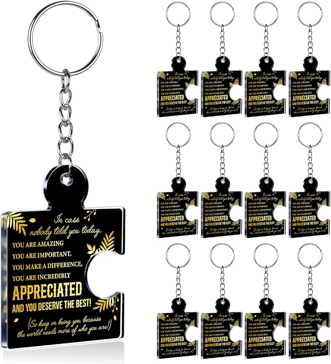 Team Appreciation Gifts Bulk Thank You Keychains for Coworkers | Gift Set for Employee, Staff, Teachers, Teamwork Puzzle Piece Keyring, Acrylic
