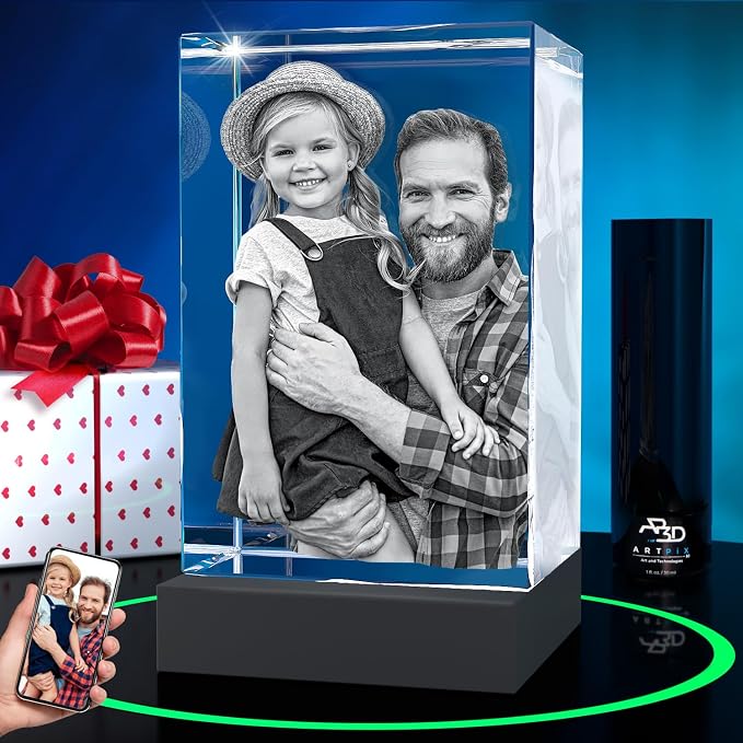 ArtPix 3D Premium Crystal Photo, Personalized Gifts for Women, Wife, Mom, Her, Him, Men, Great Customized Gift With Your Own Photo - Anniversary, Wedding, Birthday