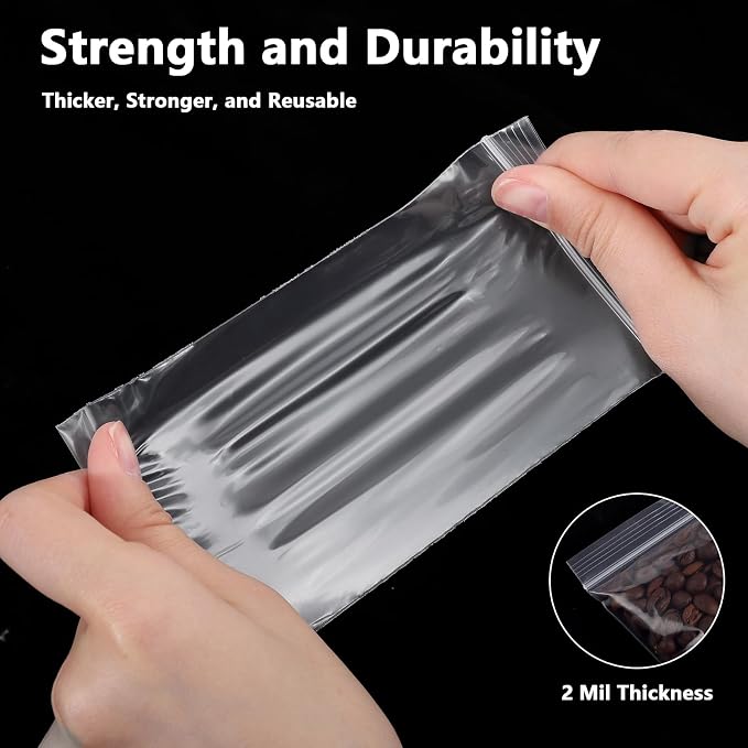 500 PCS 3" x 5" Small Plastic Bags for Jewelry Mini Clear Plastic Poly Bag 2 Mil with Resealable Lock Seal Zipper for Storage Gifts Candy Screws