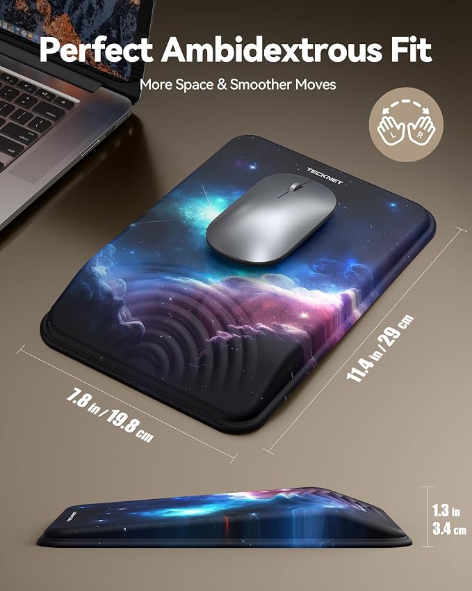 TECKNET Ergonomic Mouse Pad with Wrist Rest, Comfortable Relieves Pain | Built-in Memory Foam and Ergonomic Slope Design Relieves Carpal Tunnel Syndrome Pain, Mousepad for Office Gaming