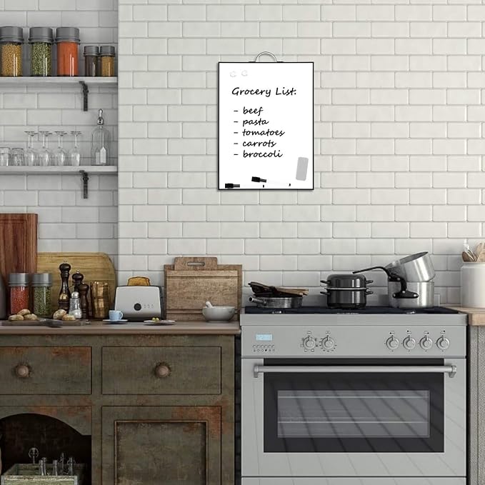 Small White Board - 16" X 12" Portable Black Aluminum Framed Whiteboard, Magnetic Dry Erase Board with a Handle, to Do List Notepad for Office, Home, School