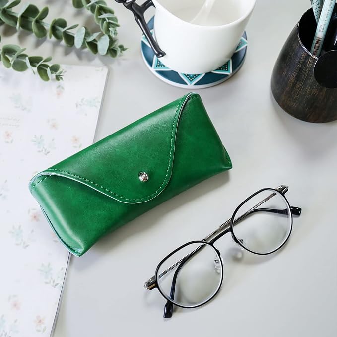LogHog Portable Leather Glasses Case,Flexible Sunglasses Pouch Slim Case for Women Men Horizontal Eyeglass Case