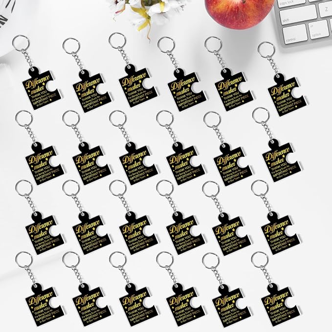 Team Appreciation Gifts Bulk Thank You Keychains for Coworkers | Gift Set for Employee, Staff, Teachers, Teamwork Puzzle Piece Keyring, Acrylic