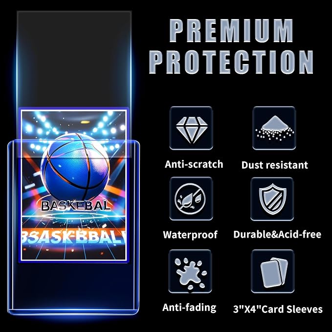 400 Card Sleeves Toploads for Cards,3" x 4" Baseball Card Protectors,Premium Standard Size Trading Hard Plastic Card Holder for Sports Football Cards(200 Hard Protectors +200 Soft Sleeves)