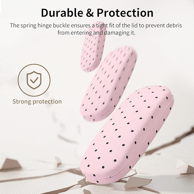 Glasses Case Hard Shell, Cute Sunglasses Case for Women Leather Protective Case for Eyeglass with Cleaning Cloth