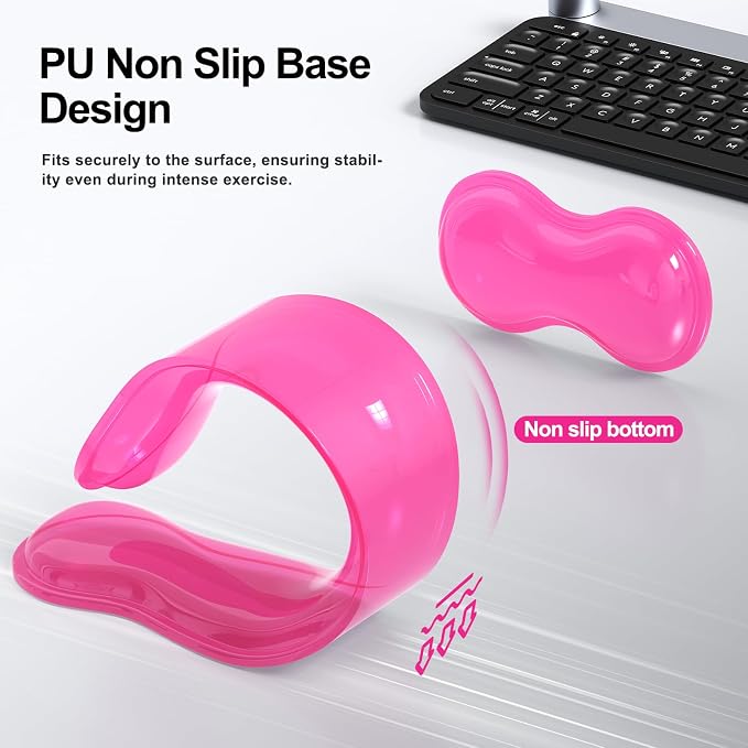 MOKURU Gel Keyboard and Mouse Wrist Rest Set, Comfort Ergonomic Wrist Support, for Wrist Pain Relief, Computer Keyboard Wrist Rest (Pink)