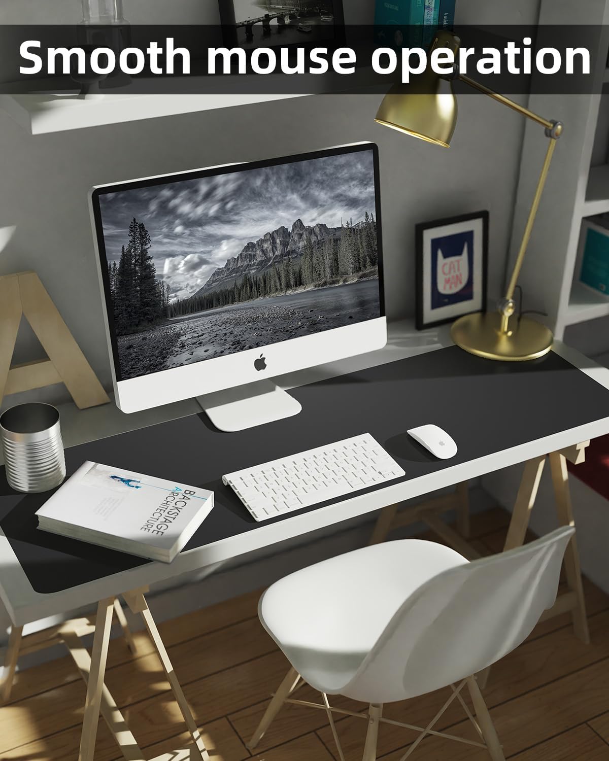 Desk mat Large, Leather Desk Pad Protector,Office Desk Mat,Mouse Pad, Non-Slip Desk Blotter, Laptop Desk Pad, Waterproof Desk Writing Pad for Office&Home (Black,48" x 24")