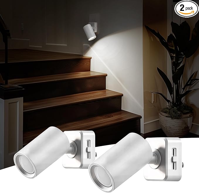 L LOHAS LED Night Lights Plug into Wall,[2-Pack] Wall Spot Lights Indoor with Light Sensor,5000K Daylight White Night Lights,for Home Decor Party Bathroom,Hallway