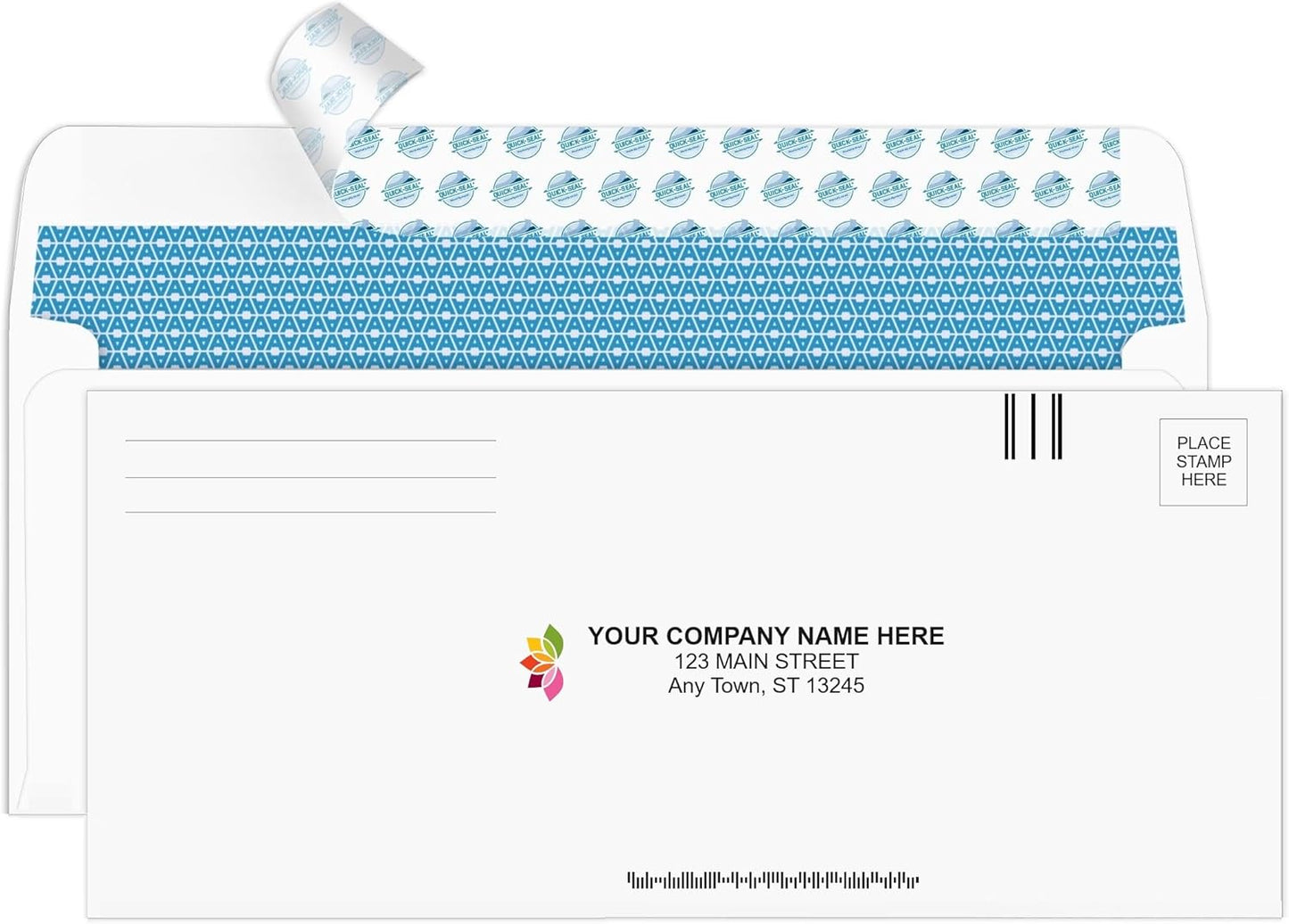 Aimoh 100#9 Custom Printed Courtesy Reply Mail Self-seal Security Envelopes - Personalized with Logo and/or Return Address - Self-seal Closure, 3-7/8 x 8-7/8 Inches, 100 Count (7-30138-100)