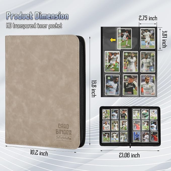 Trading Card Binder, Premium 9 Pocket Double Sided 540 Pocket PU Card Collection Binder, Collectible Trading Card Albums for MTG, TCG, Sport Card, Game Cards (Ecru)