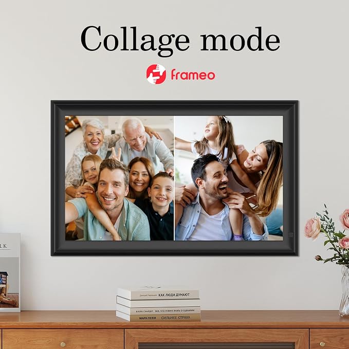 15.6inch FRAMEO Digital Photo Frame with 1920x1080 FHD IPS LCD Touch Screen, Dual-WiFi Share Photos & Videos Via Frameo App, Support USB Drive/SD Card Extend Storage, Auto-Rotate