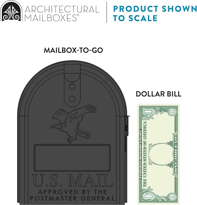 Architectural Mailboxes Mailbox to Go Mailbox with Post, Black, Medium | Includes the matching post and all hardware. Galvanized steel build and rust-resistant powder-coat finish. USPS approved.