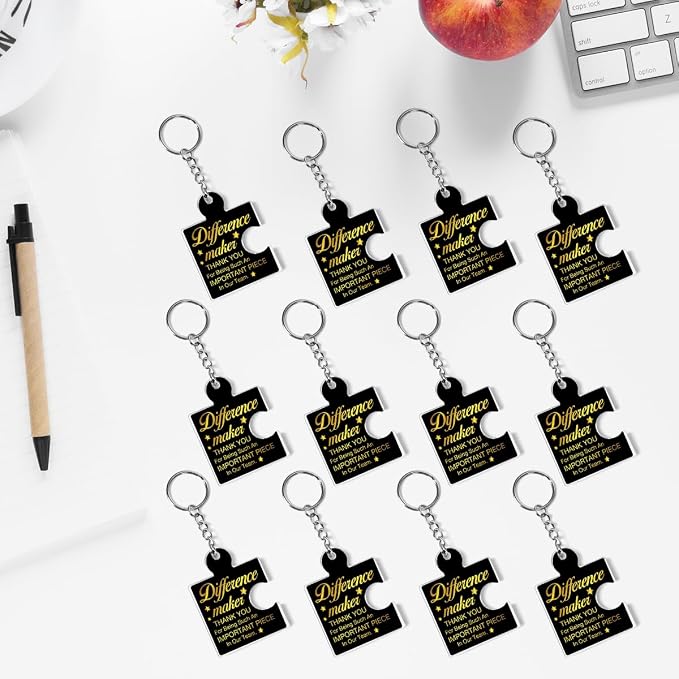 Team Appreciation Gifts Bulk Thank You Keychains for Coworkers | Gift Set for Employee, Staff, Teachers, Teamwork Puzzle Piece Keyring, Acrylic