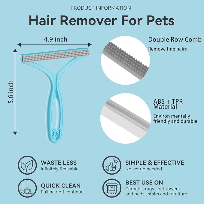 Pet Hair Remover, Dog and Cat Hair Remover, Carpet Rake, Carpet Scraper | Pet Hair Removal Tool, Carpet Rake for Pet Hair Removal, Pile Brush, Carpet, Car Cushions, Sofa, Pet Bed, Furniture, Rug