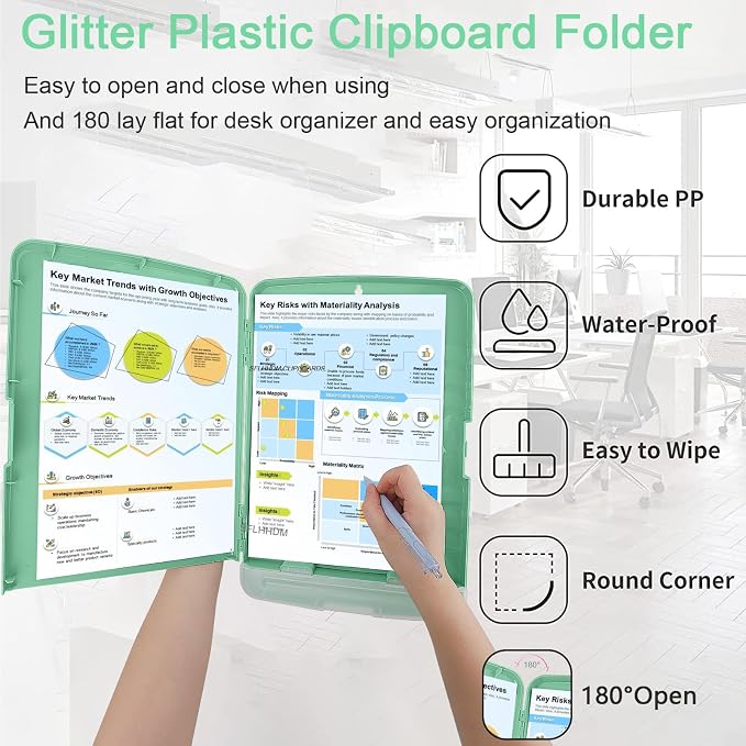 SFLHHDM Clipboard with Storage,Storage Clipboard with Pen Holder, A4 Binder Clip Boards 8.5x11 with Low Profile Clip,Side Opening Nursing Clipboards Folder for Office Supplies-Grayish Green