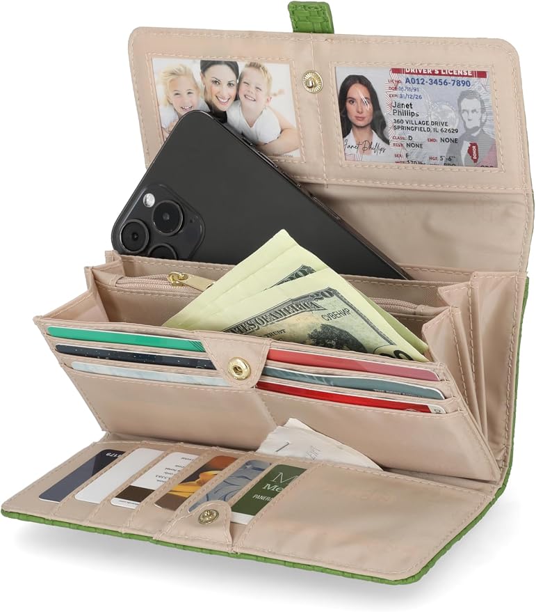 Mundi File Master Womens RFID Blocking Wallet Clutch Organizer With Change Pocket