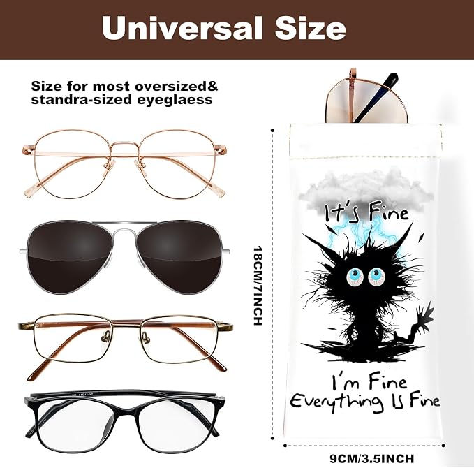 Anikathy 2Pcs Sunglass Eyeglass Glasses Case Soft PU Leather with Cleaning Cloth Cute Glasses Pouch Bag for Men Women Girs