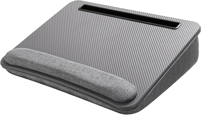 HUANUO Laptop Lap Desk - Portable Lap Desk with Pillow Cushion, Fits up to 15.6 inch Laptop, with Anti-Slip Strip & Storage Function for Home Office Students Use as Computer Laptop Stand - Grey